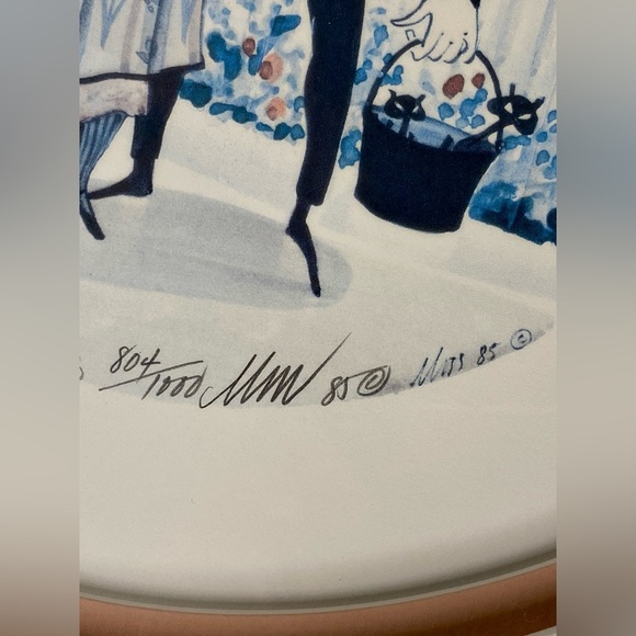 1985 P. Buckley Moss Couple Holding Hands Framed Matted Signed Print #804 / 10 - Picture 4 of 9